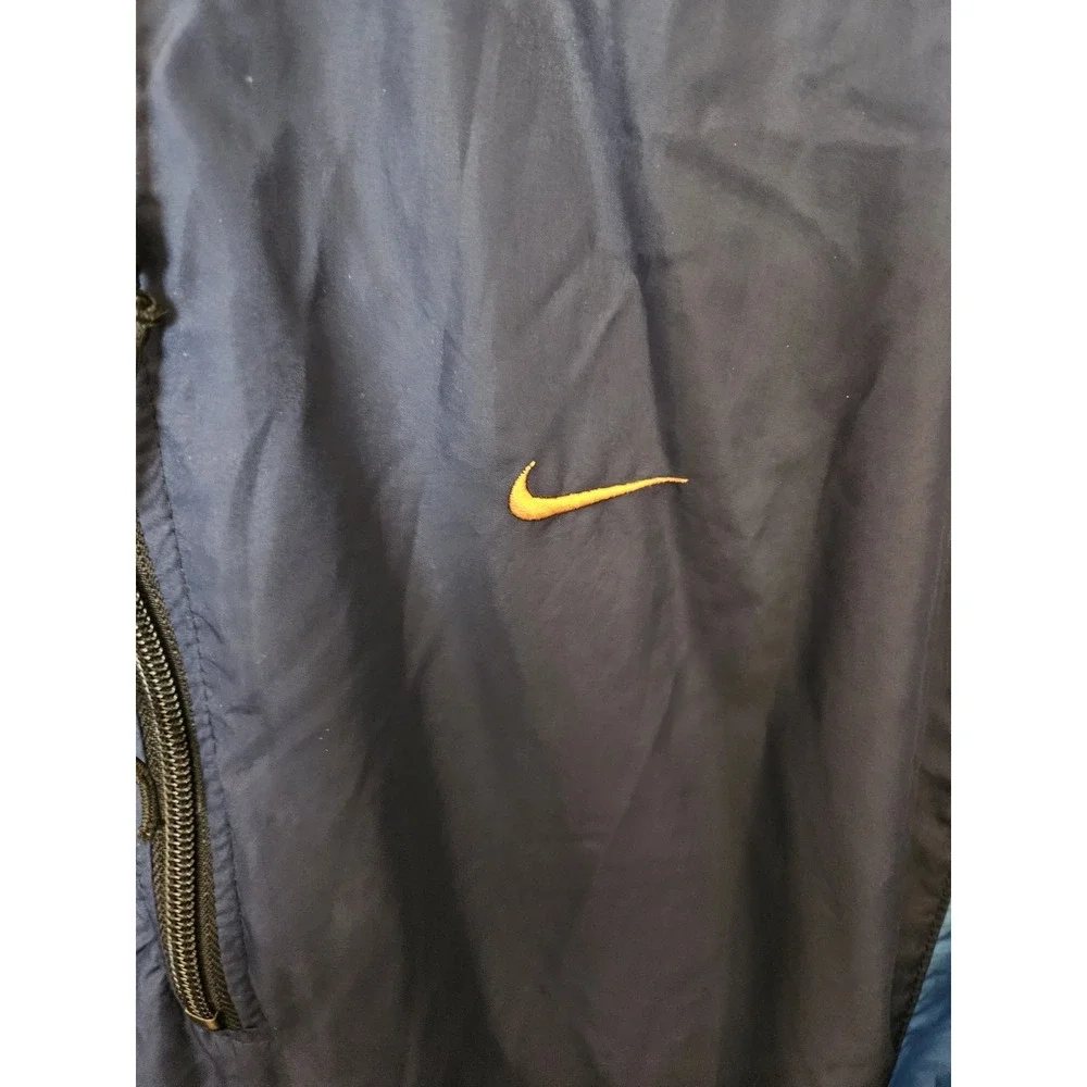 Nike Men's Blue Windbreaker Hoodie Jacket #56323 1/4 Zip Orange Logo, Size XL - Picture 2 of 11